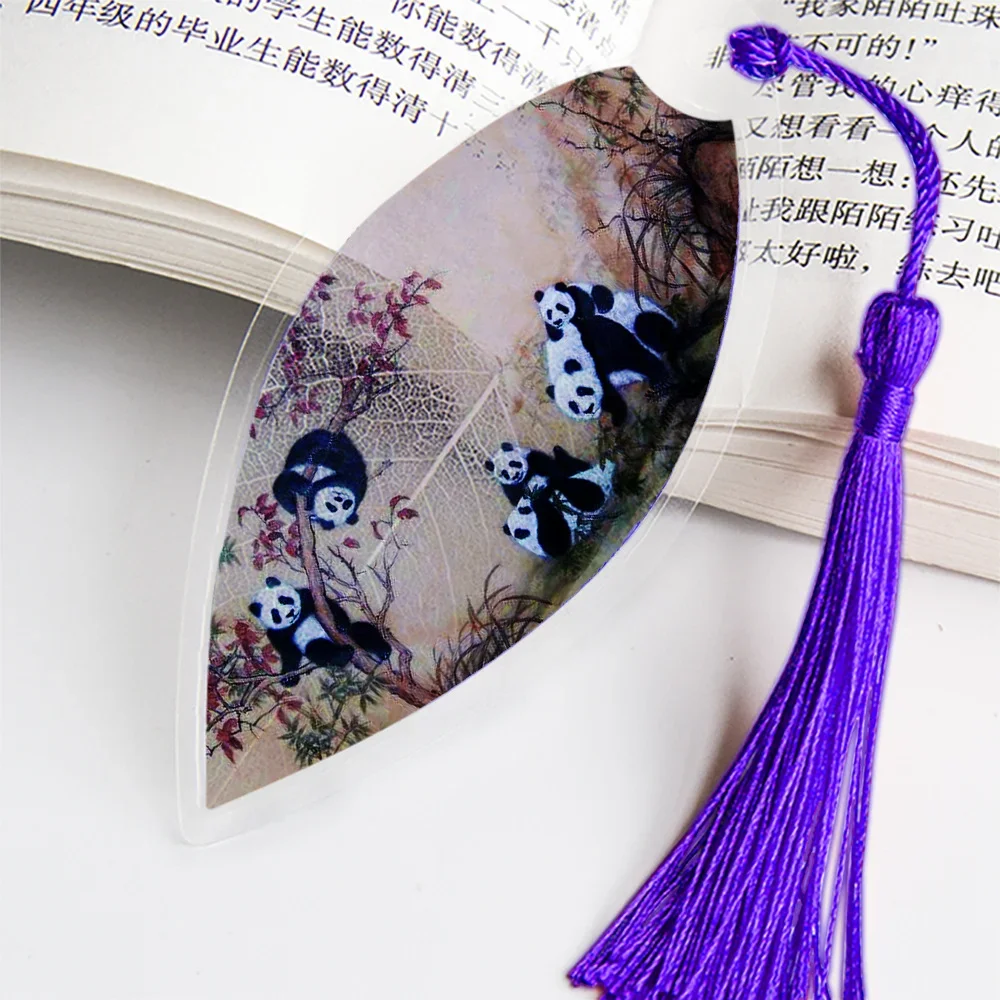 1Pcs Lovely Panda B02 Pretty Aesthetic Leaf Vein Supply for Friends Offices Creative Stationery Bookmark