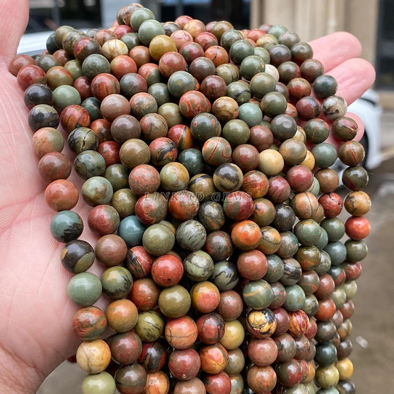 الجملة الحجر الطبيعي الأحمر الصنوبر الفيروز حبة الجولة فضفاض خزر عازل لصنع المجوهرات سوار ذاتي الصنع إكسسوارات عقد #1