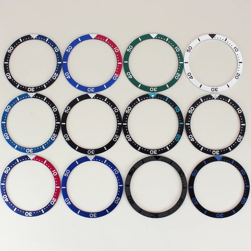 Flat 38mm*31.5mm Aluminium/Ceramic Bezel Insert For NH35/36 Movement Watch Bezel Part High Quality Men Watch Bezel Replace Parts