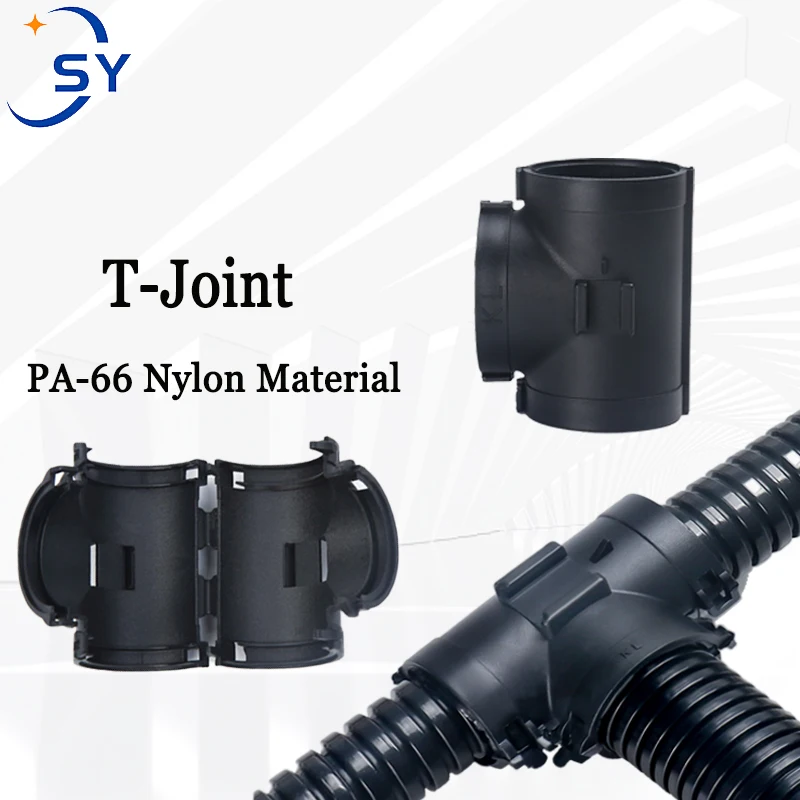 1/5/10Pcs Bellows Tee Fittings PA66 Plastic Hose Connector Waterproof Flame Retardant Threaded Pipe T-Splitter AD-M Thread