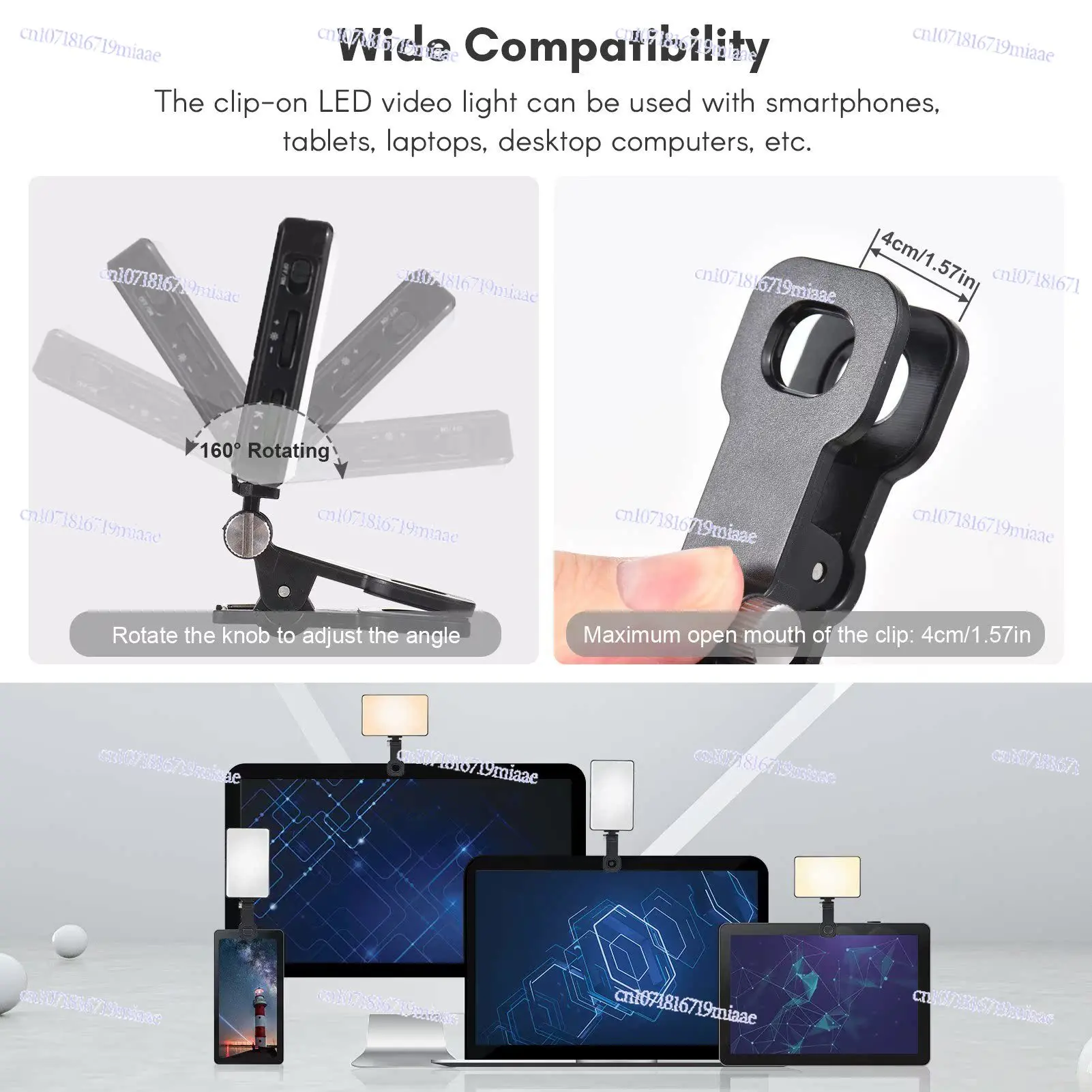 Pocket LED Video Light with Screen Clip Computer Tablet Mobi