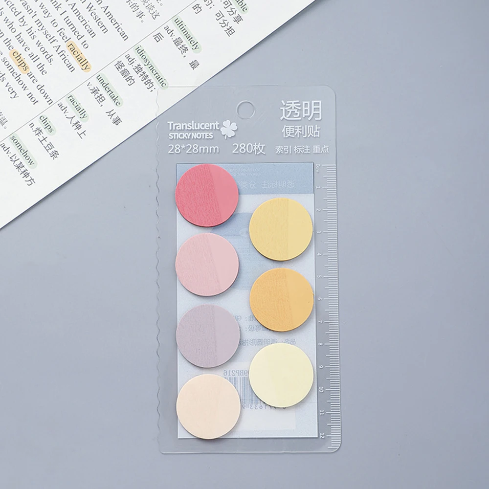 280 Sheets Macaron Color Round Self-adhesive Sticky Note Student Marking Stickers Memo Stationery School Office Supplies