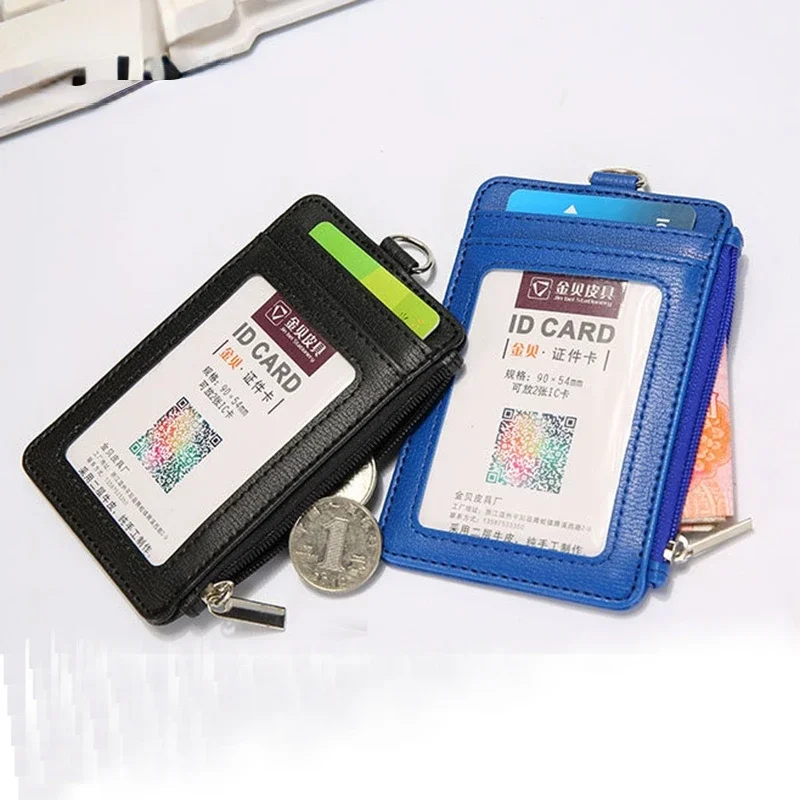 Solid Color PU Leather Card Holder Credit Card Wallet Mini Slim Wallet Card & Id Holders Man Business Zipper Coin Purse