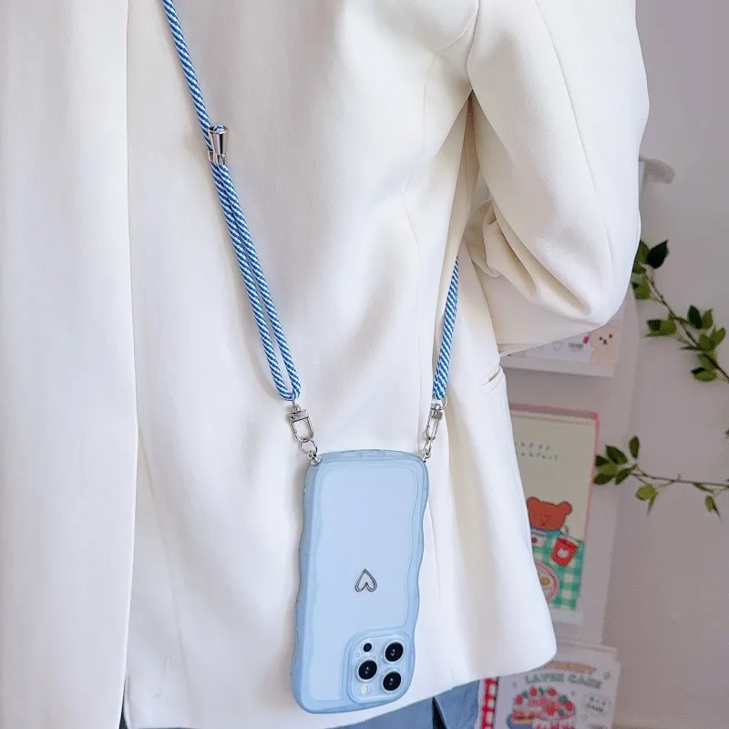 Modische Lanyard-Hülle für iPhone 17 Pro Max 18 14 12 11 13 15 16 Plus 16E 17E Stoßfeste Crossbody-Schlaufe Wellenförmige Transparente Abdeckung – Detail 7