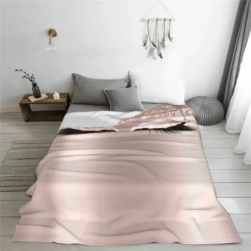 Gold Eyelash Glam Lashes Fleece Throw Blankets Spark Rose Drip Blanket for Bedding Couch Ultra-Soft Bed Back