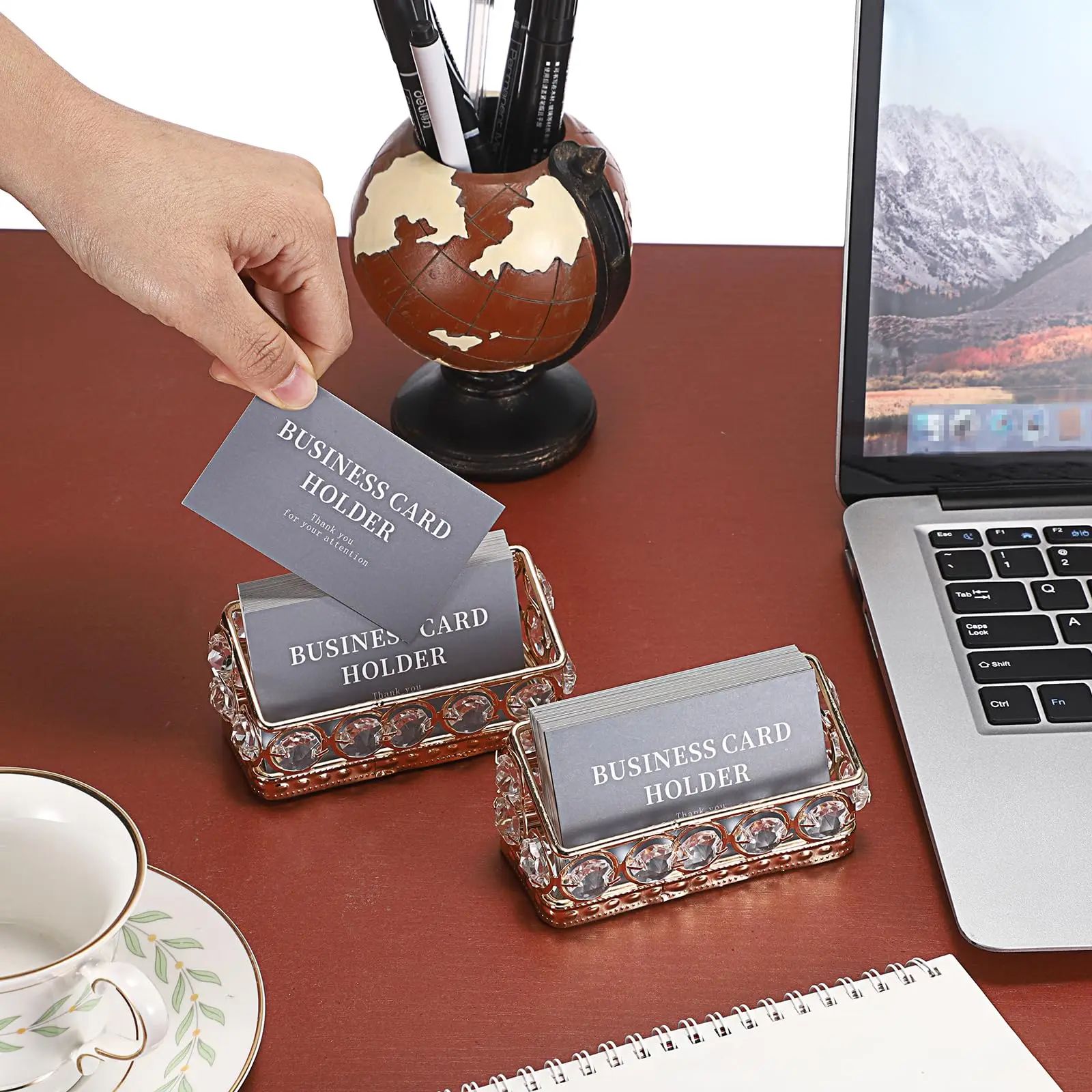 Name Card Organizer Crystal Card Holder Note Holder Business Card Holder Metal For Meeting Room