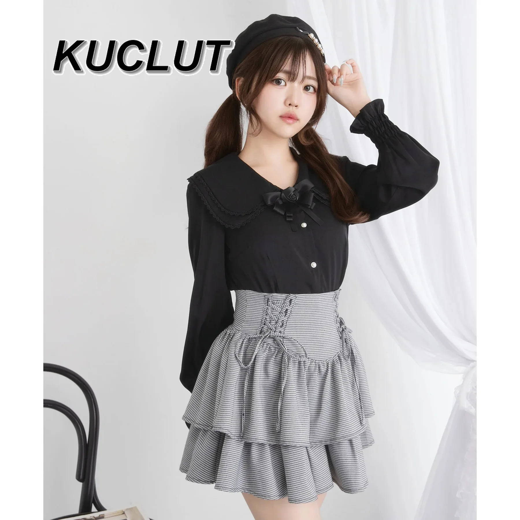 Hauts pour femmes automne hiver nouveaux chemisiers polyvalents mignon Double couche col 3D fleur à manches longues chemise vêtements intérieurs chemises blanches