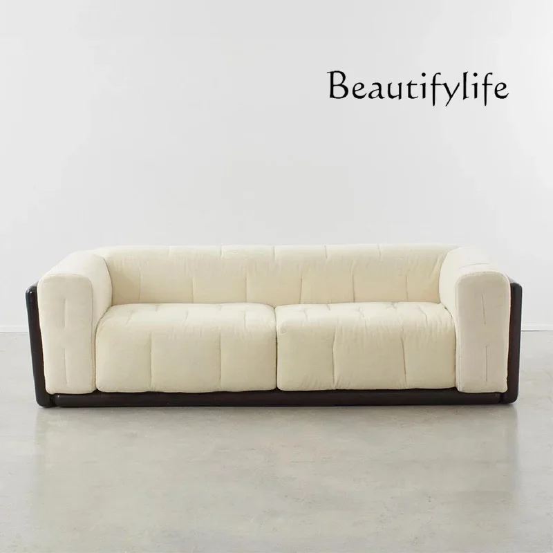 X36 Medieval Cream Wind Solid Wood Italian Minimalist Designer Creative Apartment Living Room Three People Straight Row Fabric
