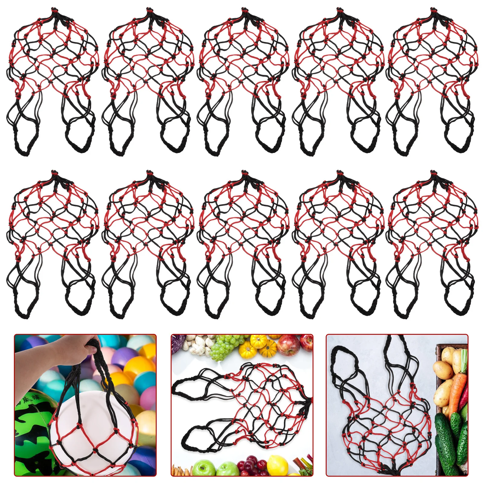 

10pcs Macrame Hanging Fruit Basket Large Capacity Kitchen Storage Organizer For Fruits Vegetables Cans Wall Mounted Netting