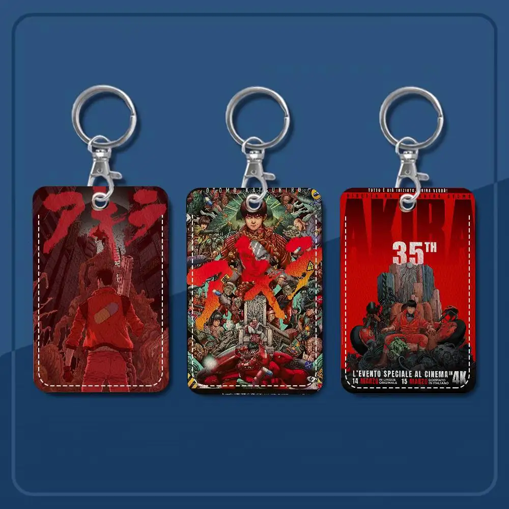 Akira Future Tokyo Sci-Fi Cartoon 1Pc Access Card Case Leather Card Holder Keychain Key Ring Door Access Tags ID Card