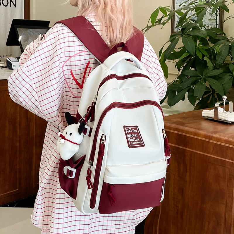 Simple Stylish Color Blocked Student School Bags Lightweight Large Capacity Multi-layer Storage Computer Backpack Campus Travel
