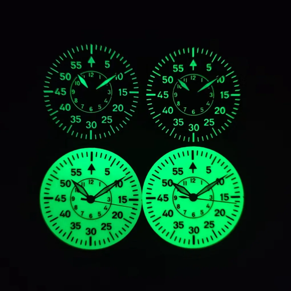 BLIGER 29mm Pilot Watch Dial Hand Set With Full C3 Green Luminous Creamy Black Blue Color For NH35 NH36  ETA PT5000 Movements