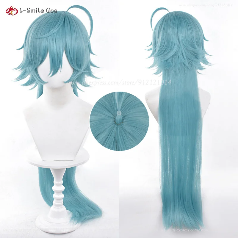 ES Hojo Raika Cosplay Wig 90cm Long Blue Wigs Heat Resistant Synthetic Hair Halloween Anime Wigs