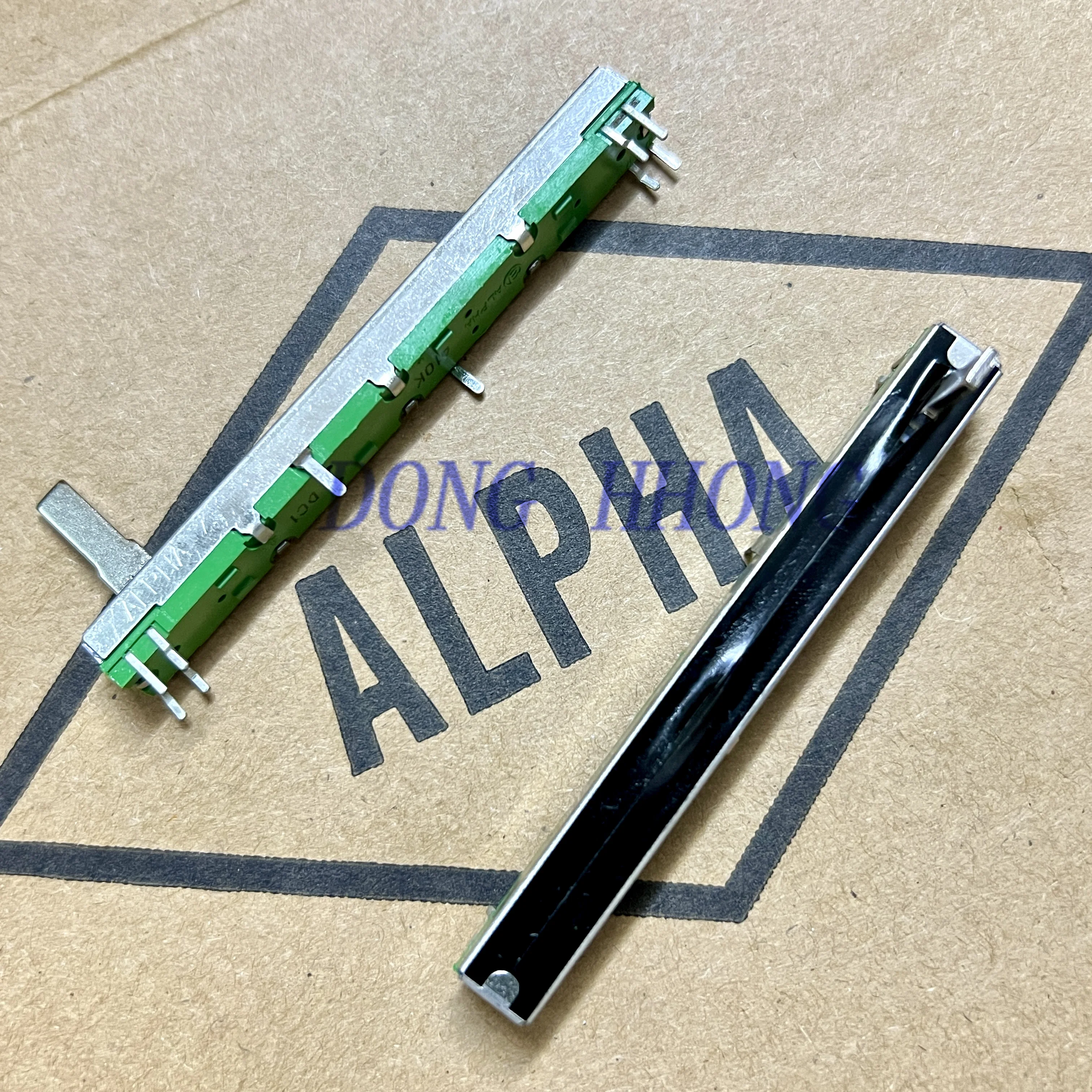 1 piece of ALPHA EPM vocal mixing table 75mm straight slide potentiometer with 10 pins A10K dual push pin shaft length 15mm