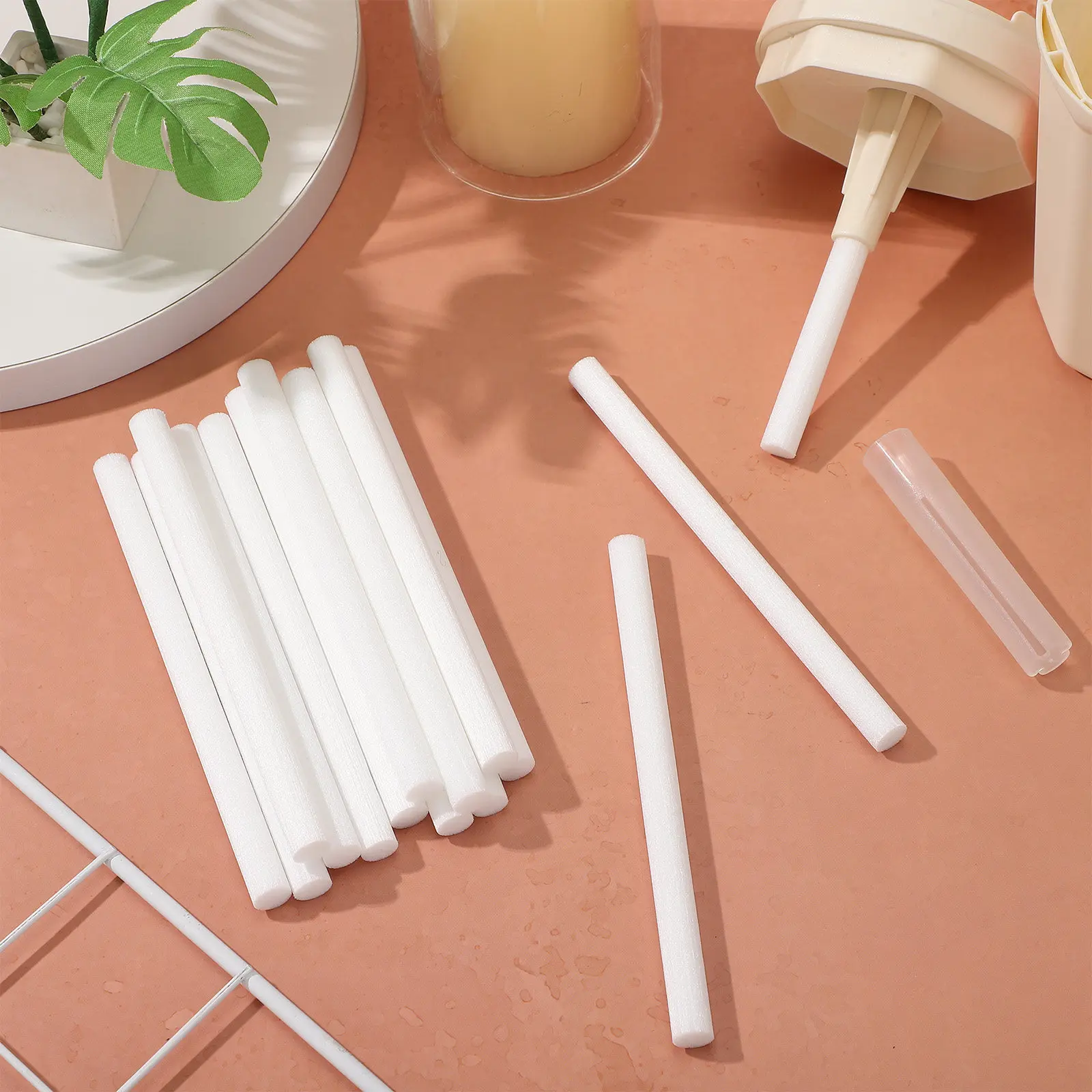 15Pcs Aroma Fiber Cotton Sticks Essential Oil Diffuser Sticks Water Absorbing Long Diffusing Rods for Home Office Aromatherapy