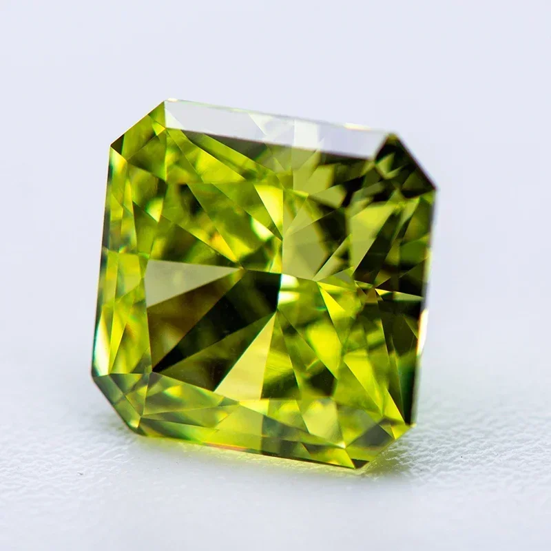 Zircônia cúbica esmagada corte de gelo asscher forma maçã cor verde encantos contas para diy jóias fazendo anel materiais sem certificado