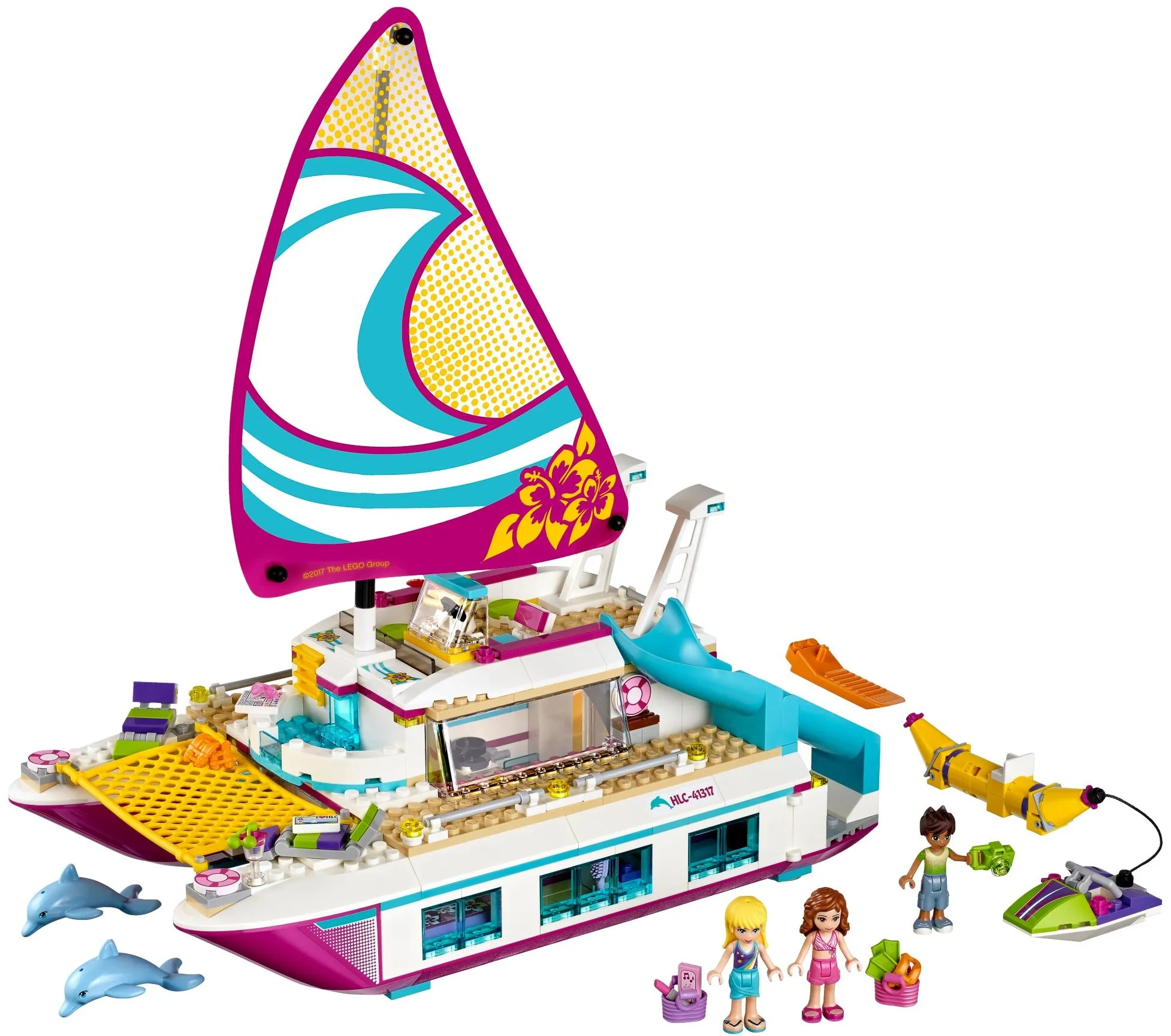 614 Piezas Friends Sunshine Catamaran Yacht Sea Ship Boat 10760 Bloques de Construcción de Ladrillos para Niñas Pequeñas, Sets de Ladrillos Compatibles para Niños 01038