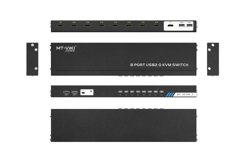 مفاتيح وكابلات HDMI KVM ، حامل حامل ، 1u ، HDMI 4K30Hz ، 8 في 1 ، ترقية 2 في 1