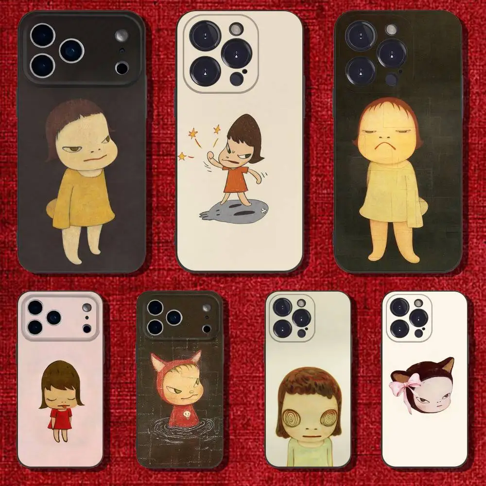 

Art Y-Yoshitomo N-Nara Phone Case For iPhone 17,16,15,14,13,12,Pro,Max,Plus,E,SE4,Air,Mini Black Soft Cover