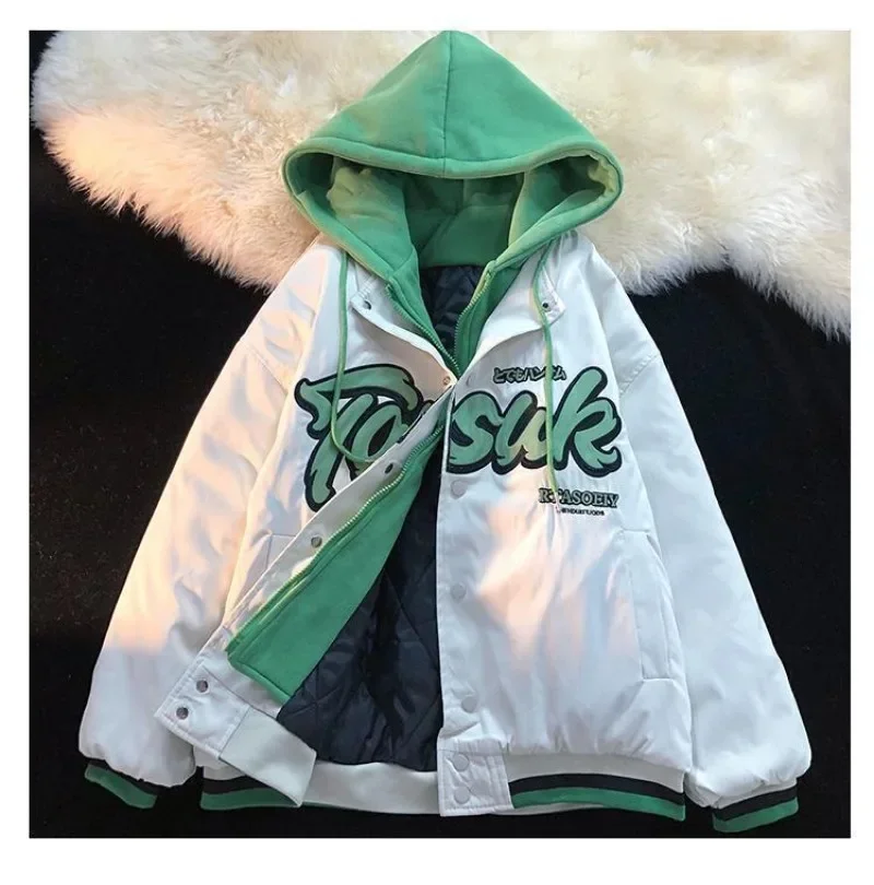 Y2k Hooded Baseball Uniform Handsome Retro Harajuku Style Jacket Spring And Autumn Student Couple Sweater Clothes Hoodies Women