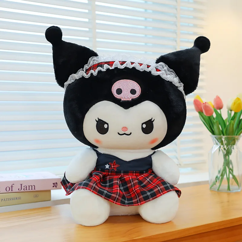 Sanrio 40-60CM Kuromi Hello Kitty Doll Plush Stuffed Animal Toys Childrens and Girls Plushies Skirt Kuromi  Doll Children Gifts