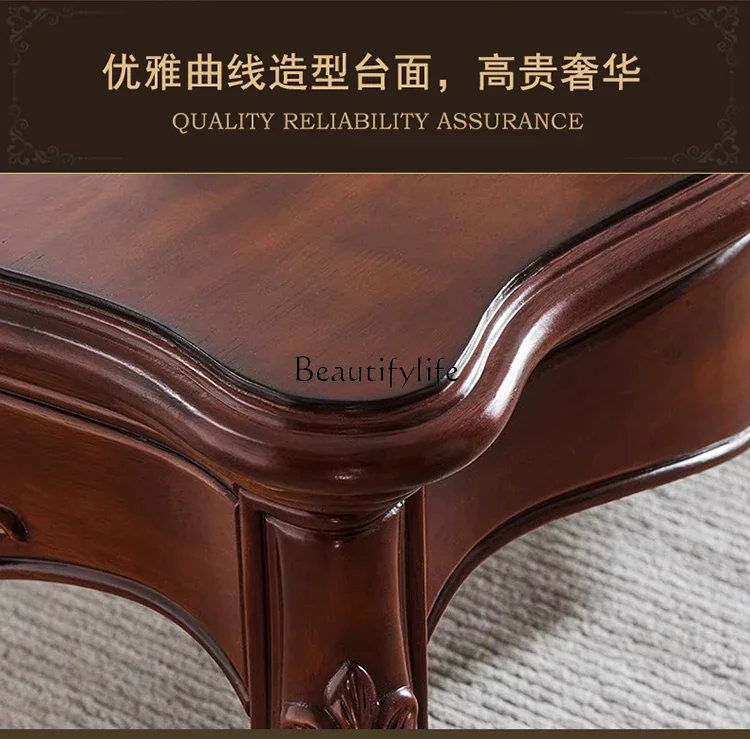 LJY*European solid wood coffee table table American country small apartment living room rectangle view 6
