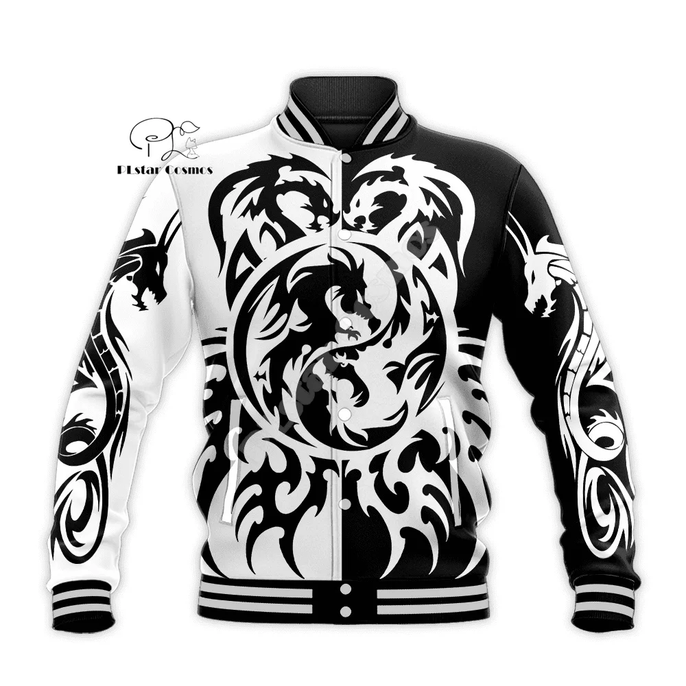 NewFashion Custom Name Animal Dragon Tattoo Retro Harajuku Streetwear Autumn Winter Casual Funny Botton Coat Baseball Jacket X1