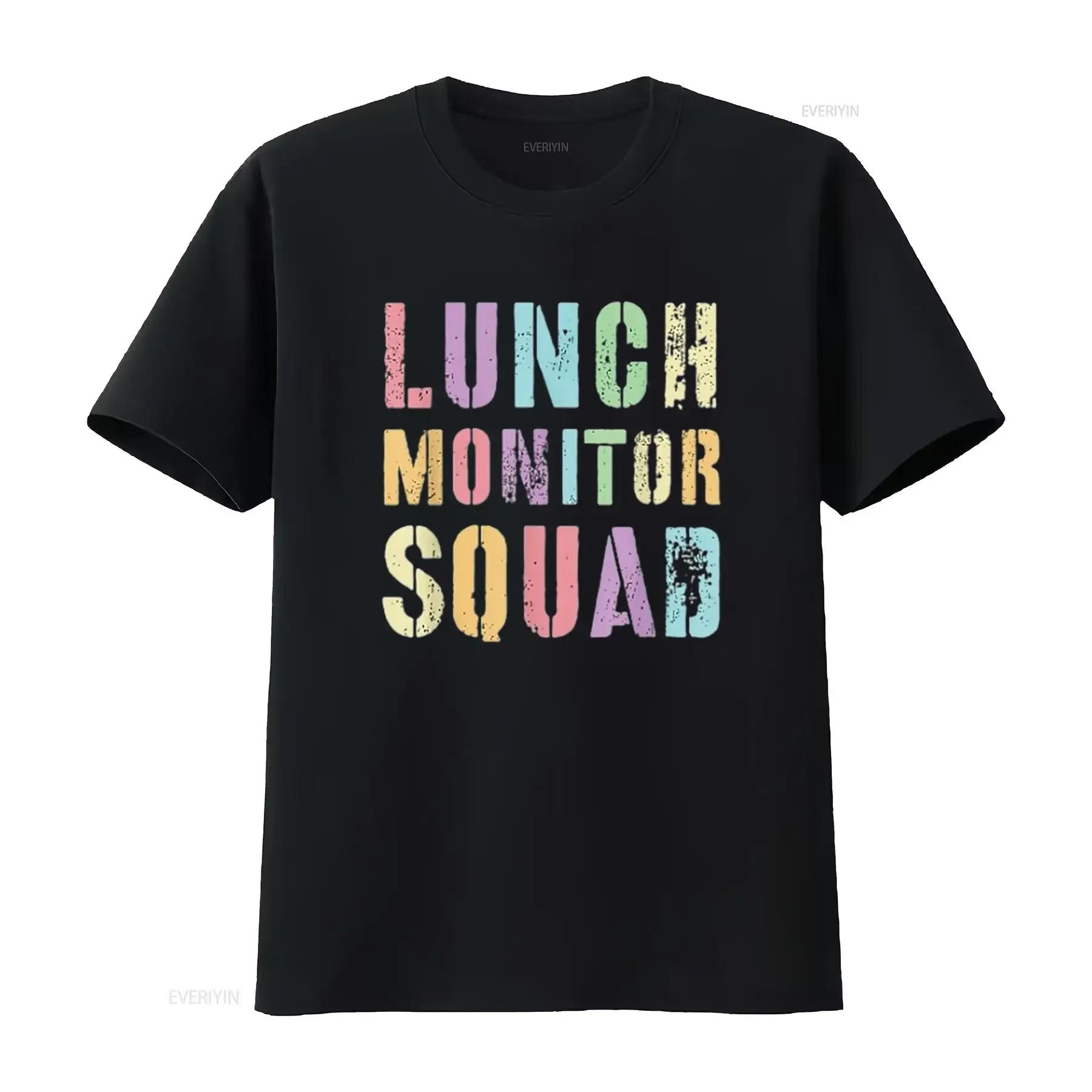 Mens Hipster LUNCH MONITOR SQUAD Lady School time Recess T Shirt vintage Washed fashion designer clothes Slightly Versatile