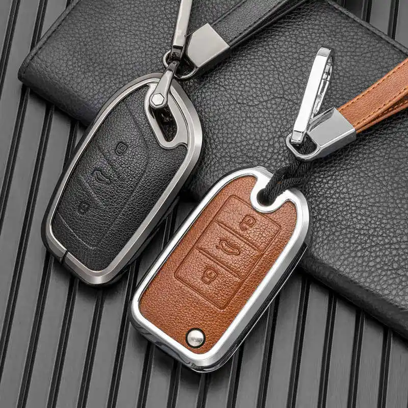

Key Case Cover for MG ZS EV MG6 EZS HS EHS Leather Metal Holder Shell Car Accessories