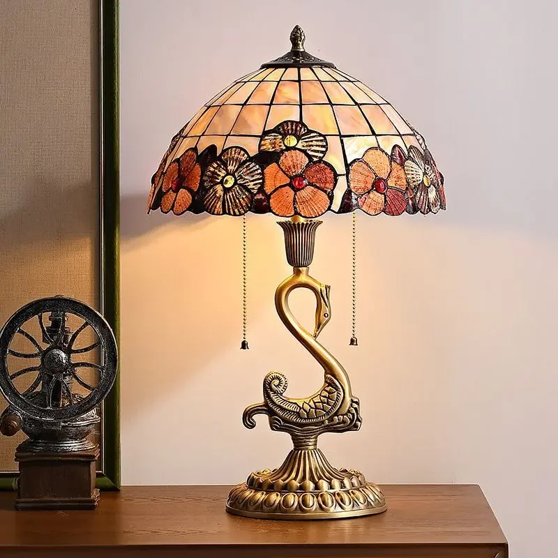 SEAN European Retro Brass Table Lamp LED Modern Creative Swan Copper Desk Light for Home Living Room Bedroom Decor