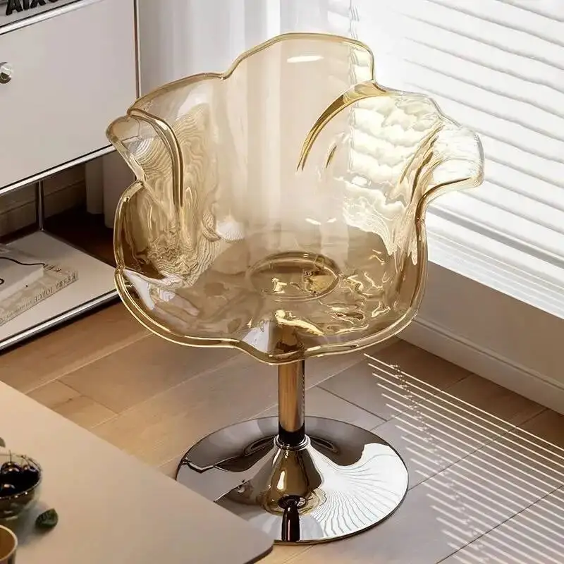 

Прозрачные барные стулья, роскошный дизайн с регулировкой высоты, креативное кресло в форме лепестка с пластиковой спинкой. Скандинавский стиль