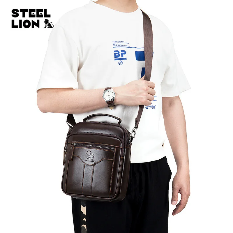 

Men's crossbody bag fashion waterproof retro men's head layer cowhine large capacity business hand lading shoulder bag