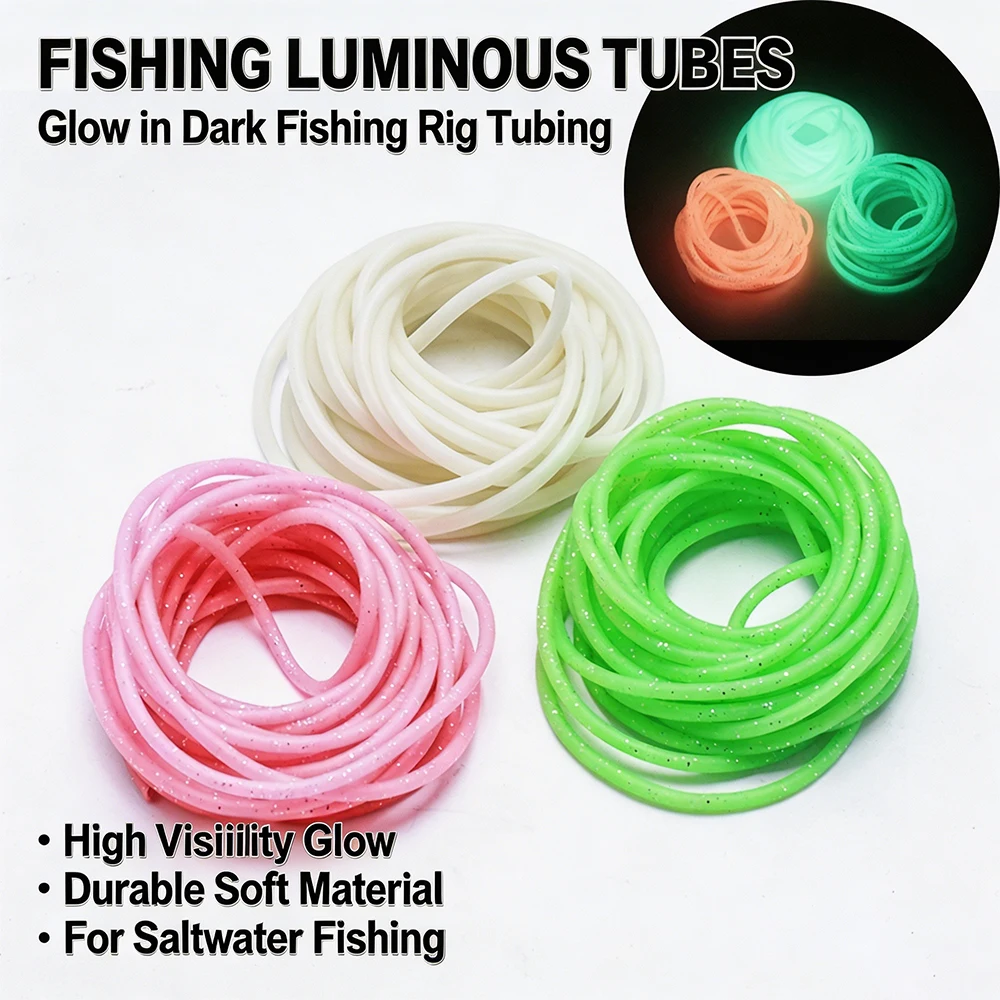 

5-Meters Luminous Fishing Tubes Anti-Bite Fluorescent Soft Rubber Fishing Line Tubes Fishing Equipment Accessories