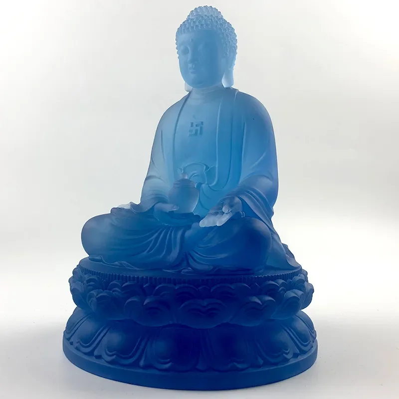 Glazed Buddha Statue Ceramic Buddhist Ornament Home Decor Feng Shui Gift Meditation Figure Traditional Asian Art Sculpture