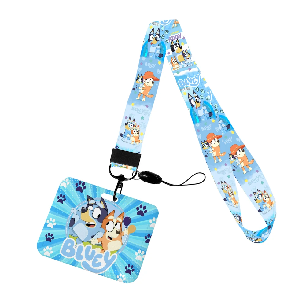

Cartoon Blue Dog Horizontal Card Holder Neck Strap ID Card Glitter Resin Charms Retractable Bus Card Access Card Accessories