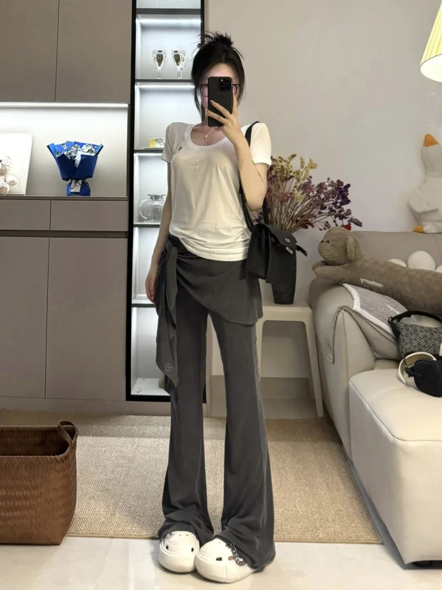 Uitgebreide 80-ey Micro Flare yogabroek Dames zomer afslankende casual broek Hoge taille lange legging voor lange vrouwen