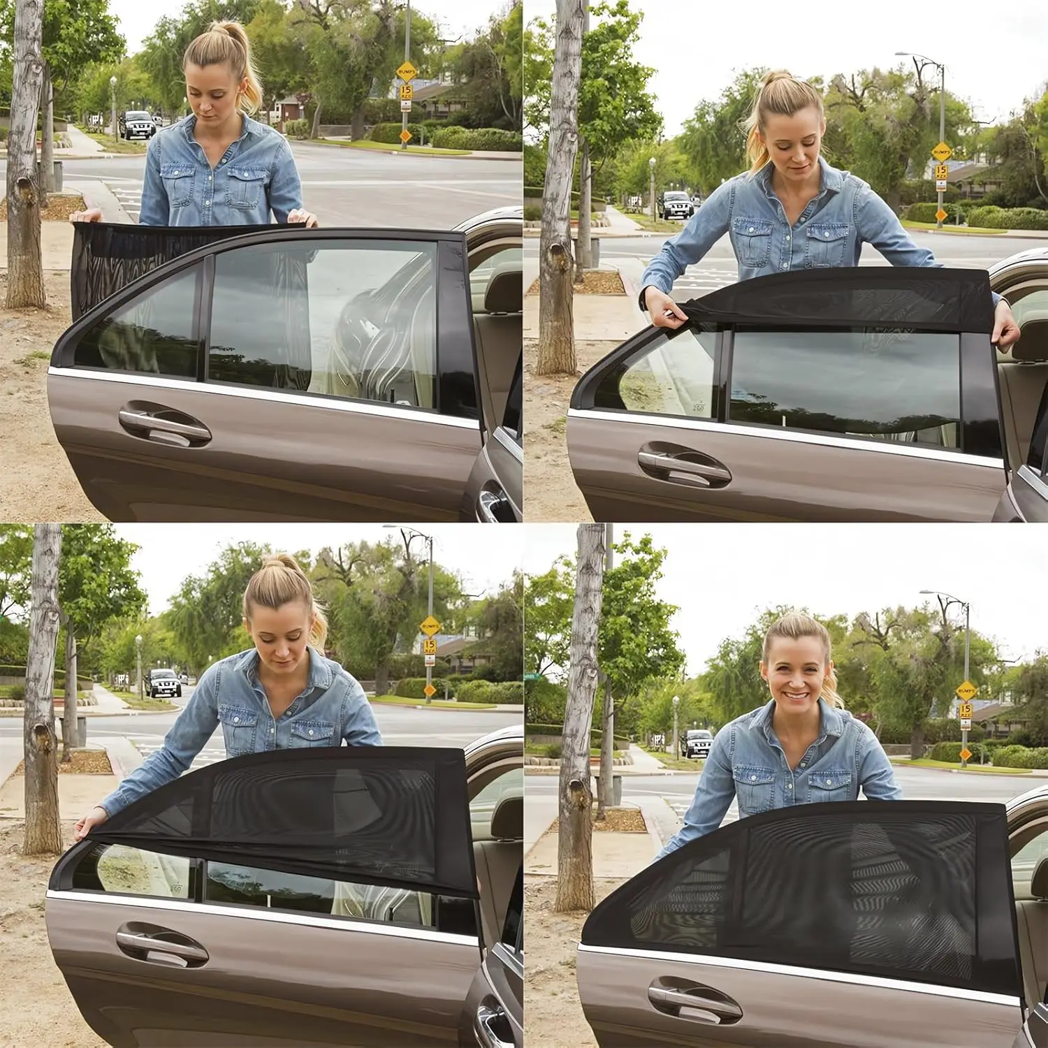 4pcs Car Rear Side Window Sunshade UV Protect Shield Mesh Prevent Mosquito Sunshine Privacy Protection Foldable Curtain Summer 6