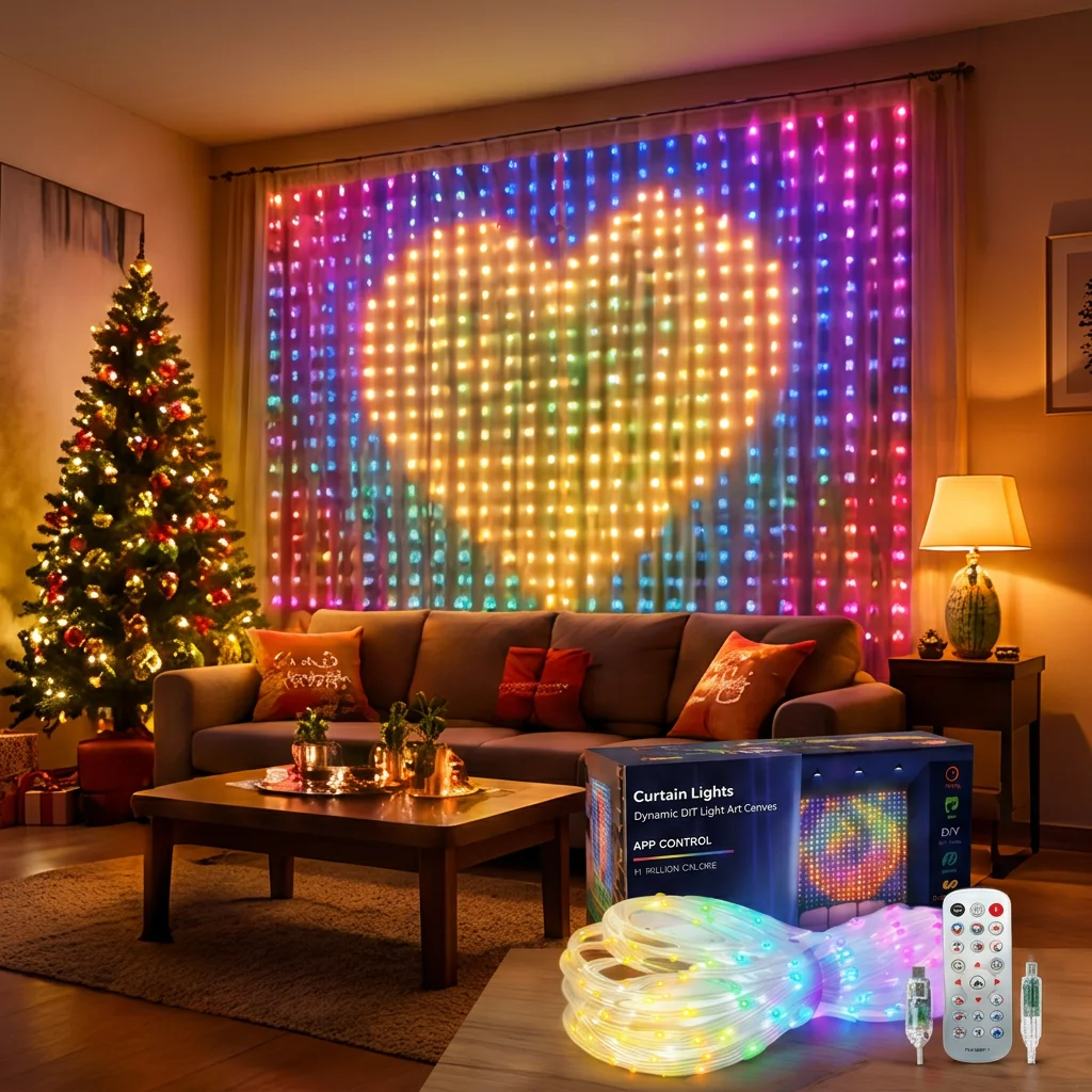 400 LED Smart Curtain Lights String Lights with App Remote Control Music Sync Christmas Curtain String Outdoor Fairy Lights