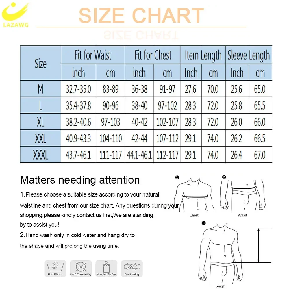 LAZAWG Sauna Jacket for Men Weight Loss Top Sweating Long Sleeves Thin Fat Burning Fitness Sportwear Slimming Gym Body Shaper