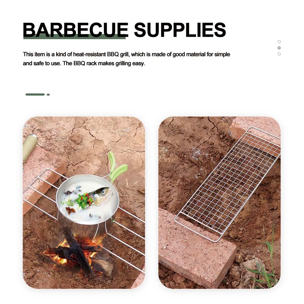 

1 set Portable Stainless Steel Grill Outdoor Barbecue Pot Stand Picnic Net Smooth Lasting Balcony Use