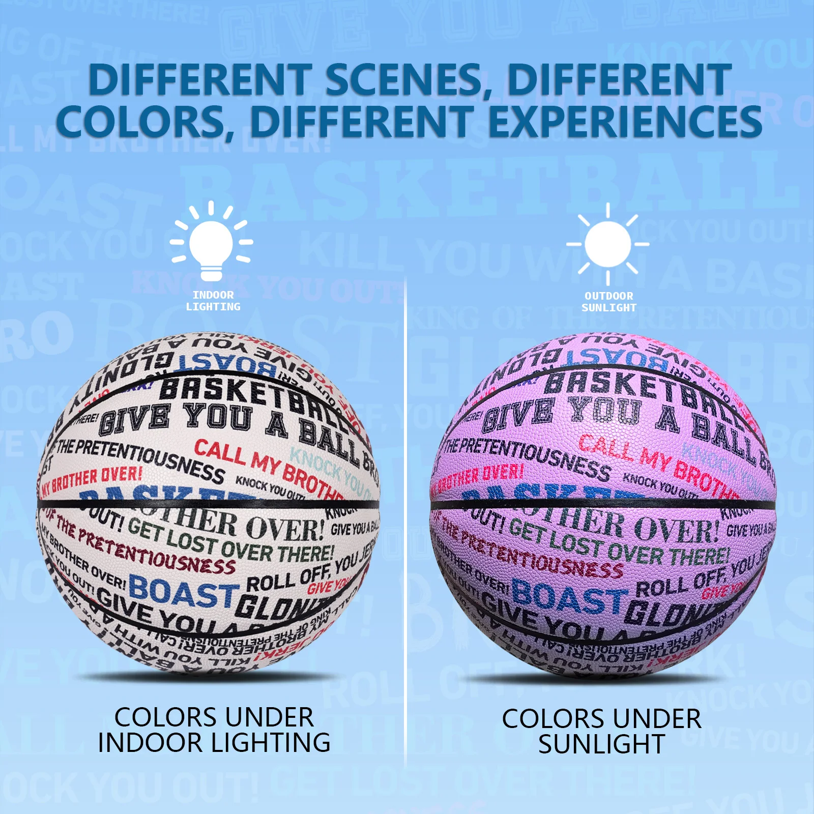 Color-changing Basketball-Official Size 6/7 Composite Leather High Quality Durable Street Basketball For Boy&Girl Gift Game Ball