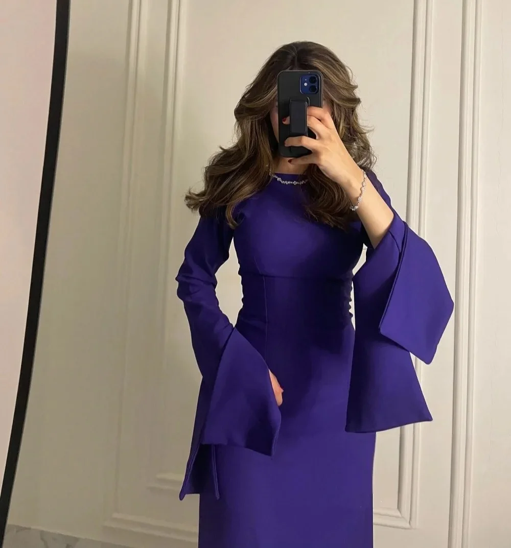 Robe de soirée à manches longues pour femmes, sur mesure, en Jersey unisexe, rétro, dubaï, saoudien, arabe, bal, personnalisé