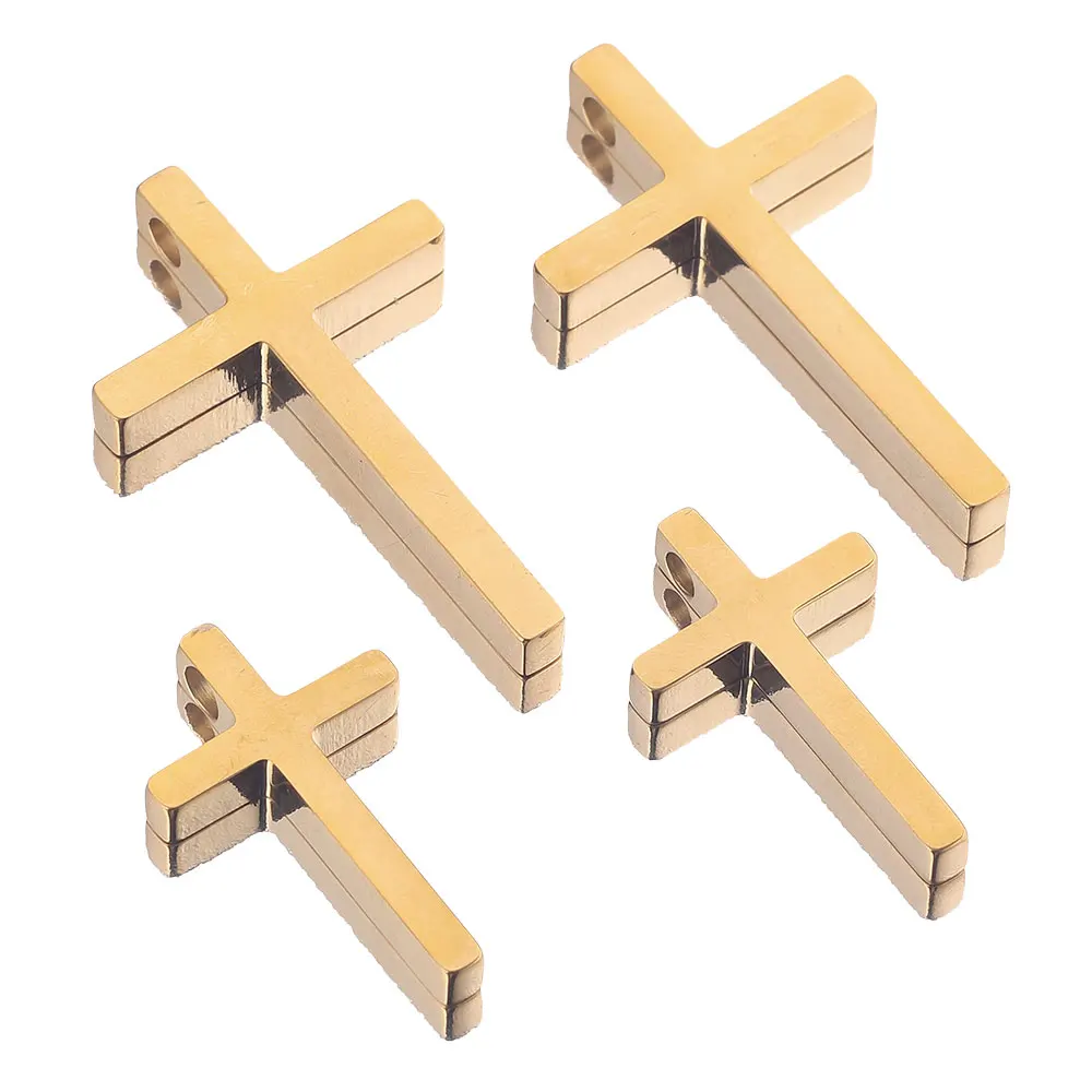 5pcs/lot 54*30mm Stainless Steel Gold Plated Large Cross Charms Dangles Pendant for DIY Necklace Jewelry Making Supplies Melanin