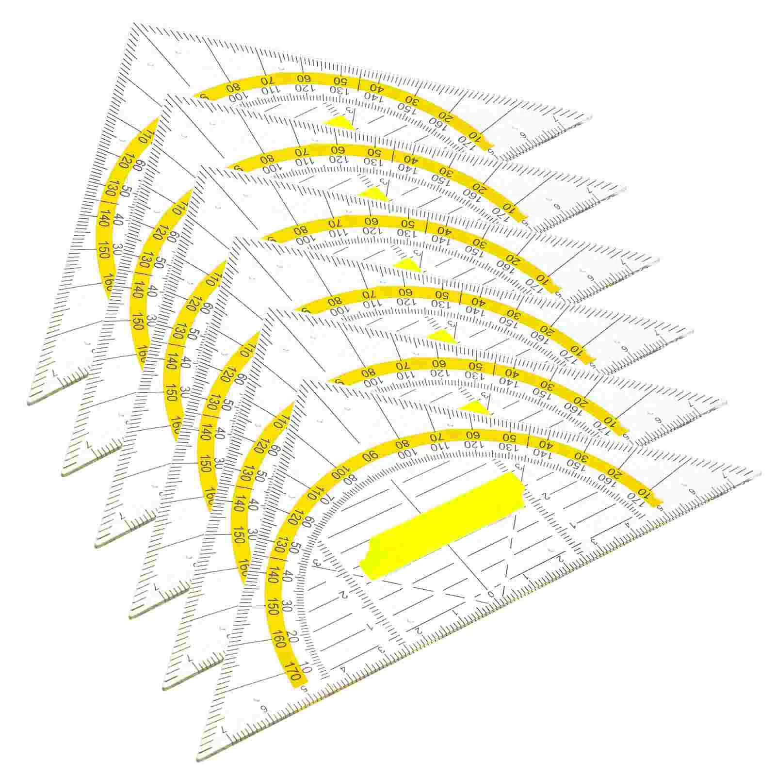 Regla triangular multifuncional para estudiantes, 6 piezas cuadrados, reglas geométricas multifuncionales