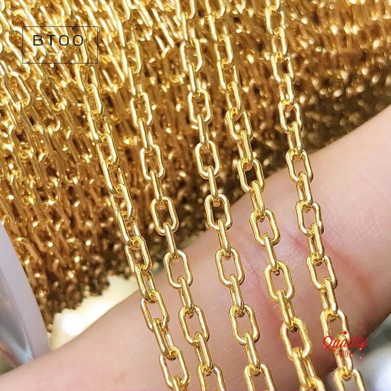 

14K Gold Filled 2.4mm Cable Paperclip Chain Footage Elongated Extender Wholesale DIY Unfinished Jewelry Making Chains