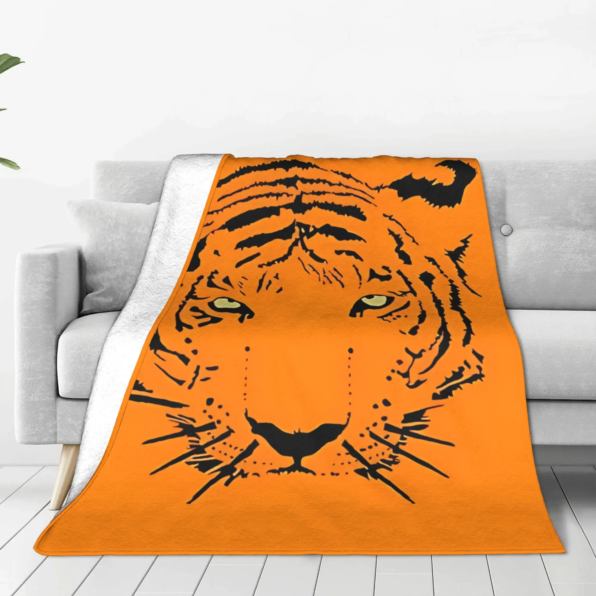 1PC Home Cute Room Decor Tiger Head Blanket Throw Blanket Animal Face Novelty Warm Blanket All Season