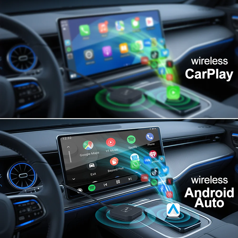 KOWANKIT K1F 2 in 1 Wireless CarPlay Adapter&Android Auto Wireless Adapter 5Ghz WiFi USB Plug Play CarPlay Wireless - view 2