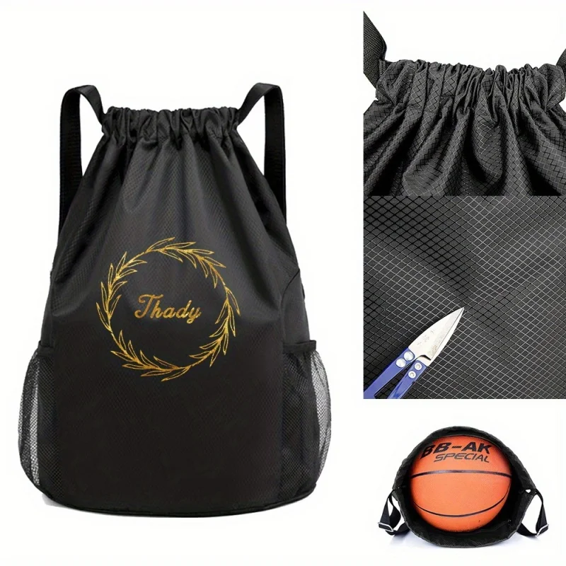 Mochila de basquete personalizada, nome personalizado, bolsa esportiva de nylon durável com separação seca/úmida, viajante espaçoso, 1 peça
