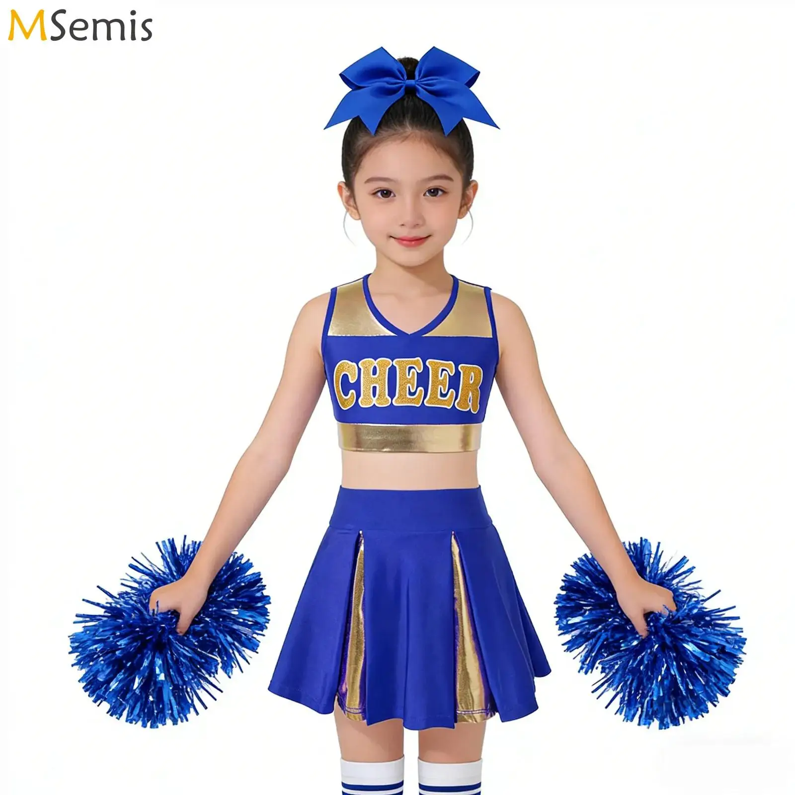 

Детский танцевальный костюм для девочек: укороченный топ с принтом и юбка, комплект для чирлидинга, школьной формы, спортивных мероприятий и выступлений