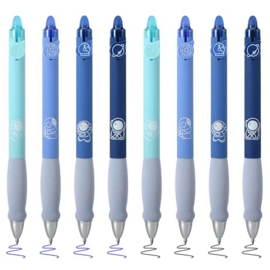 

8Pcs Cute Retractable Erasable Gel Pens, and Black Ink Pen with Eraser Clear, Smooth Writing Comfortable to Use for Note Taking